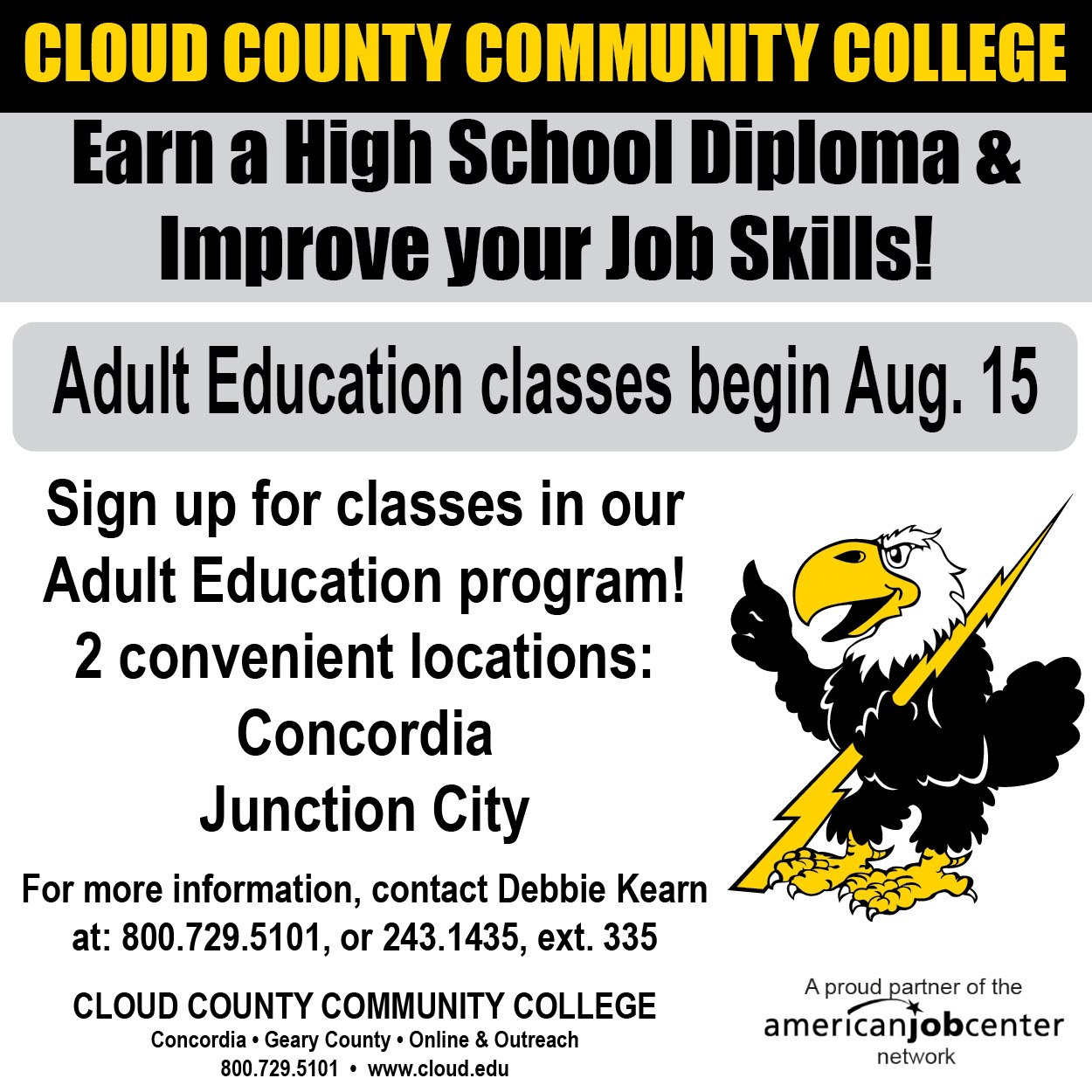 Adult Education Classes for August 2022.